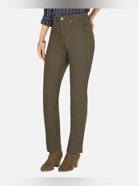 NWT Style Co High Rise Straight Leg Deep Moss Green Tummy Control